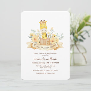 Neues Kapitel Beginnt Safari Giraffe Baby Shower Einladung