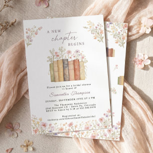 Neues Kapitel Beginnt Vintage Florale Bücher Einladung
