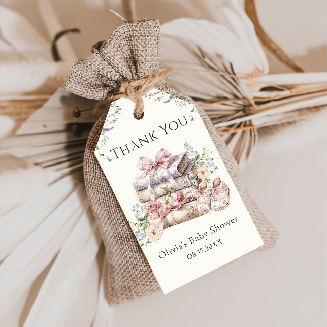 Neues Kapitel beginnt Wildblume Book Baby Shower Geschenkanhänger (Von Creator hochgeladen)