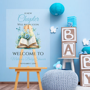Neues Kapitel Blaues Brunch-Buch Baby-Shower-Willk Acrylschild