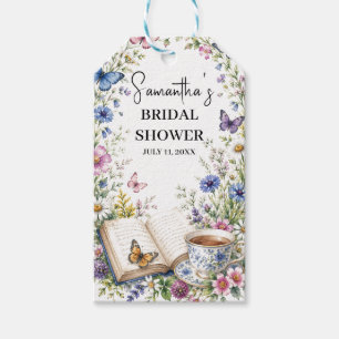 Neues Kapitel Buch Schmetterling Blumen Hochzeitsd Geschenkanhänger