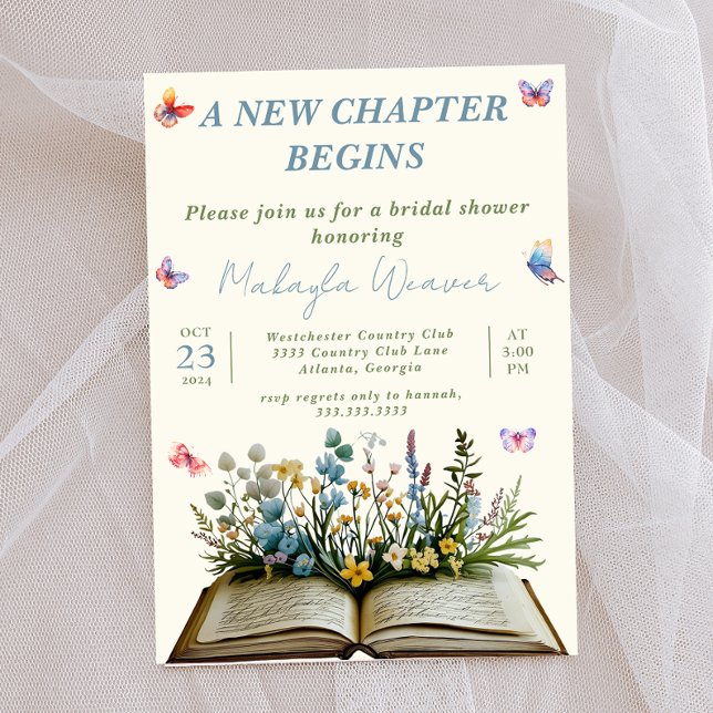 Neues Kapitel Buch Thema Floral Wild Brautparty Einladung (Von Creator hochgeladen)