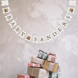 Neues Kapitel - Buchstapel Wildblumen "Baby X" Wimpelkette