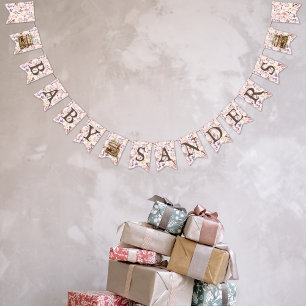 Neues Kapitel - Buchstapel Wildblumen "Baby X" Wimpelkette