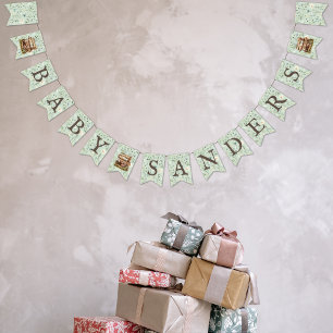 Neues Kapitel - Buchstapel Wildblumen "Baby X" Wimpelkette