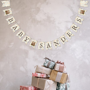 Neues Kapitel - Buchstapel Wildblumen "Baby X" Wimpelkette