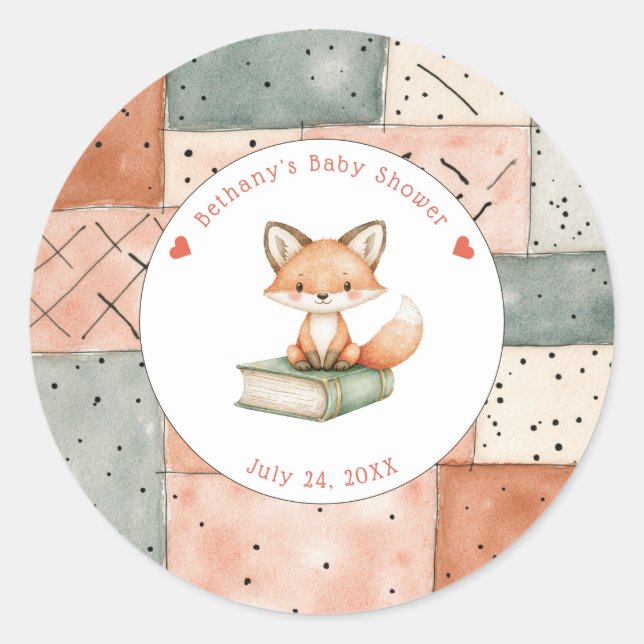 Neues Kapitel fängt Storybook Babydusche an Runder Aufkleber (Vorderseite)
