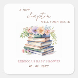 Neues Kapitel Geschichte Buch Gender Neutral Baby Quadratischer Aufkleber