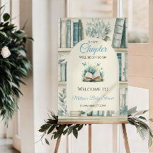 Neues Kapitel Jungen Bibliothek Buch Baby Shower W