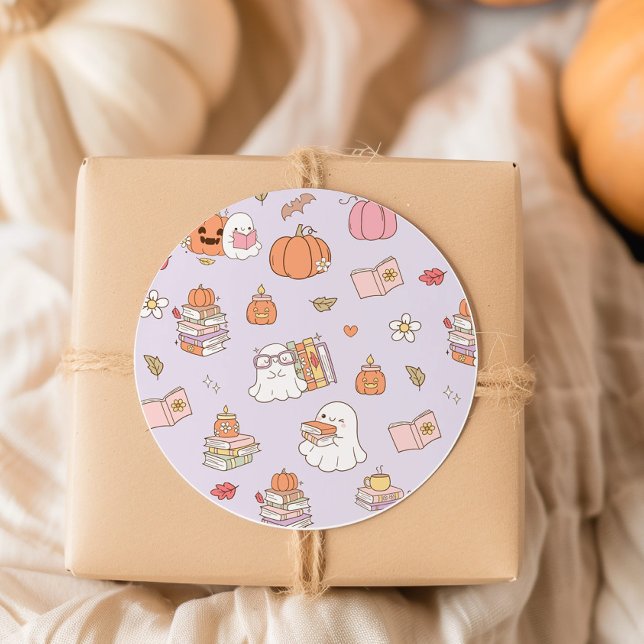 Neues Kapitel Kleine Boo Groove Fall Baby Dusche Runder Aufkleber (Von Creator hochgeladen)