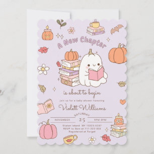 Neues Kapitel Little Boo Autumn Herbst Baby Dusche Einladung
