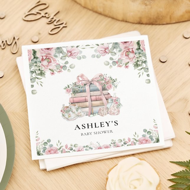 Neues Kapitel Pink Bow Bläschen Baby Dusche Serviette (Von Creator hochgeladen)