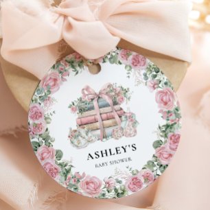 Neues Kapitel Rosa Blumenjungen Mädchen Kinderdusc Geschenkanhänger