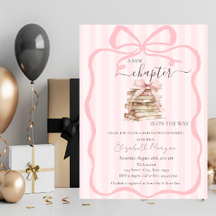 Neues Kapitel Rosa Bogen Streifen Baby Shower Einladung