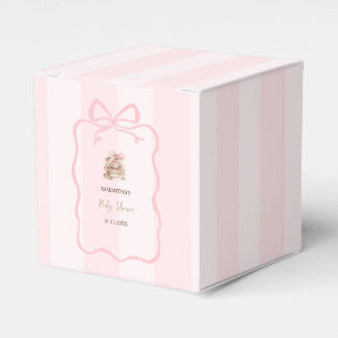 Neues Kapitel Rosa Bogen Streifen Baby Shower Geschenkschachtel