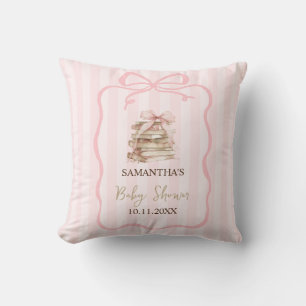 Neues Kapitel Rosa Bogen Streifen Baby Shower Kissen