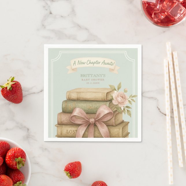 Neues Kapitel wartet auf Pink Bow Baby Dusche Serviette (Beispiel)