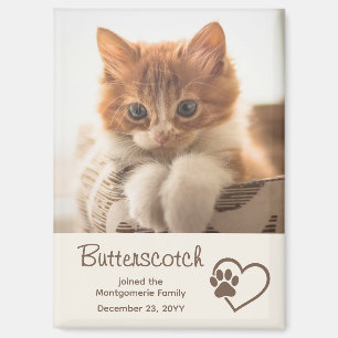 Neues Katzen-Adoptionsfoto Name Datum Pfotenabdruc Magnet