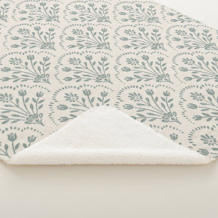 Neues Landhaus-Salbei-Grün-Blumen-Skalop-Muster Sherpadecke
