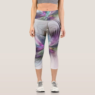 Neues Leben, buntes Abstraktes Fraktal Kunstfantas Capri Leggings