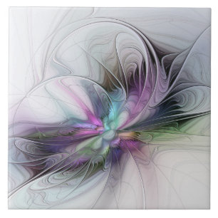 Neues Leben, buntes Abstraktes Fraktal Kunstfantas Fliese