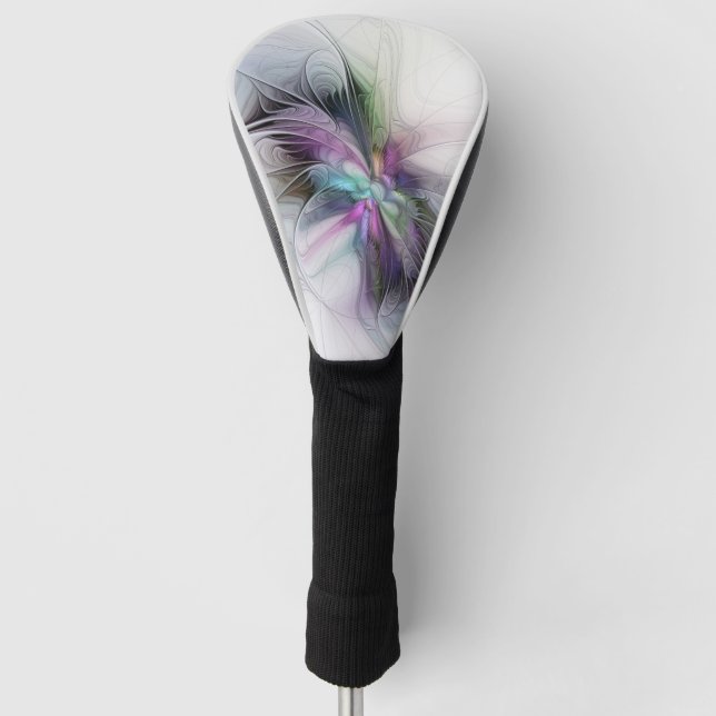 Neues Leben, buntes Abstraktes Fraktal Kunstfantas Golf Headcover (Vorderseite)