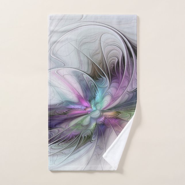 Neues Leben, buntes Abstraktes Fraktal Kunstfantas Handtuch (Handtuch)
