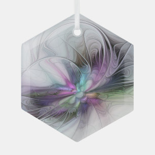 Neues Leben, buntes Abstraktes Fraktal Kunstfantas Ornament Aus Glas