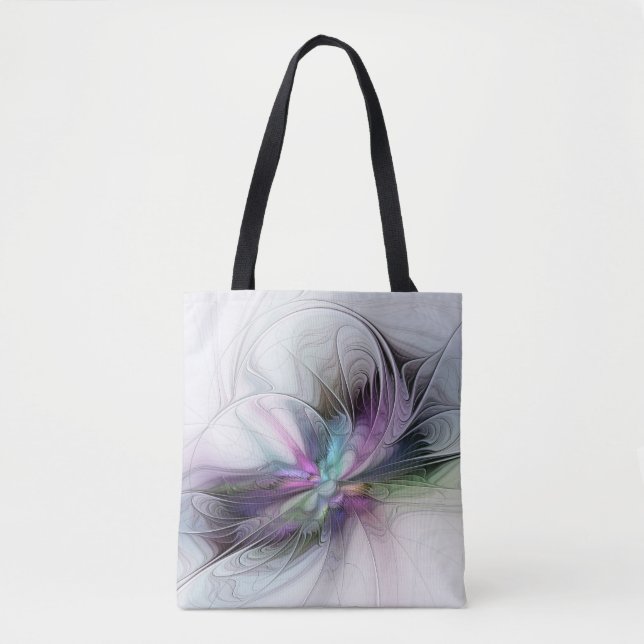 Neues Leben, buntes Abstraktes Fraktal Kunstfantas Tasche (Vorderseite)