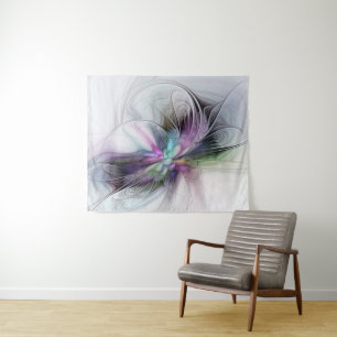 Neues Leben, buntes Abstraktes Fraktal Kunstfantas Wandteppich