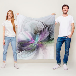 Neues Leben, farbenfrohe abstrakte Fraktal-Kunst-F Fleecedecke