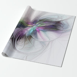 Neues Leben, farbenfrohe abstrakte Fraktal-Kunst-F Geschenkpapier