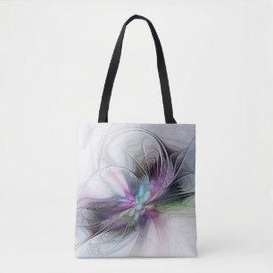 Neues Leben, farbenfrohe abstrakte Fraktal-Kunst-F Tasche