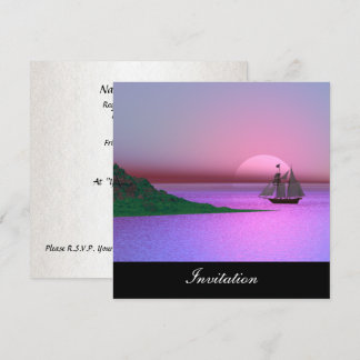 Neues Lila Einladungs-Schiff Einladung