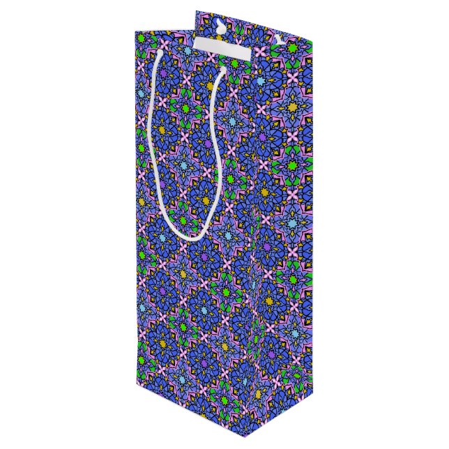 Neues Mandala 2 Geschenktüte Für Weinflaschen (Rückseite Schrägansicht)
