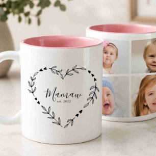 Neues Mawmaw-Jahr Est. Vier-Foto-Collage Zweifarbige Tasse