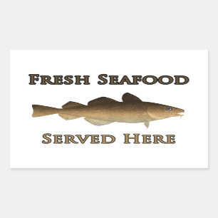 Neues Meeresfrüchte-Logo (atlantischer Kabeljau) Rechteckiger Aufkleber