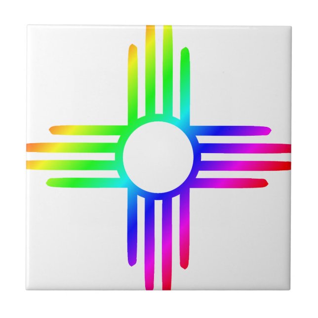 Neues Mexiko Rainbow Zia Symbol Fliese (Vorderseite)