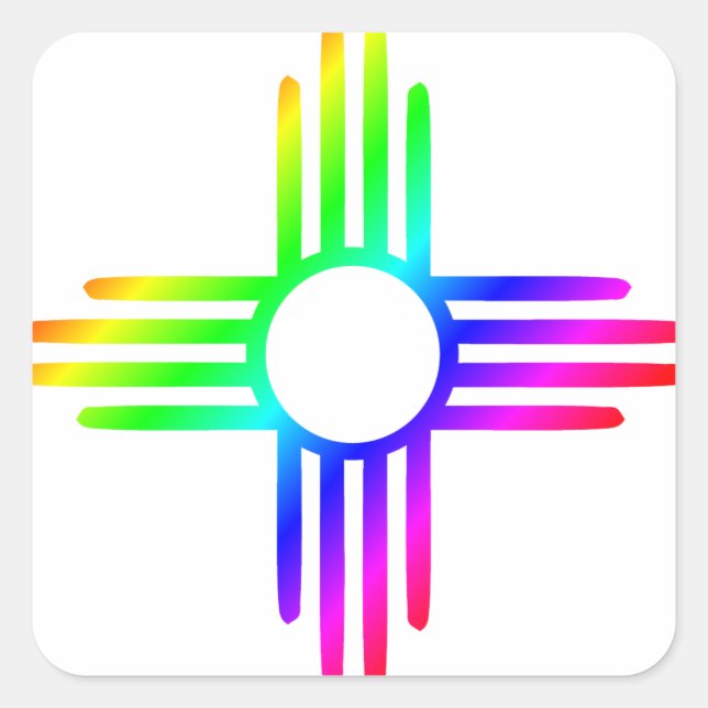 Neues Mexiko Rainbow Zia Symbol Quadratischer Aufkleber (Vorderseite)