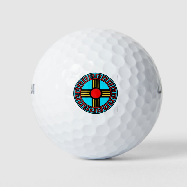 Neues Mexiko und Indianerzia-Sonnengottszeichen Golfball (Vorderseite)