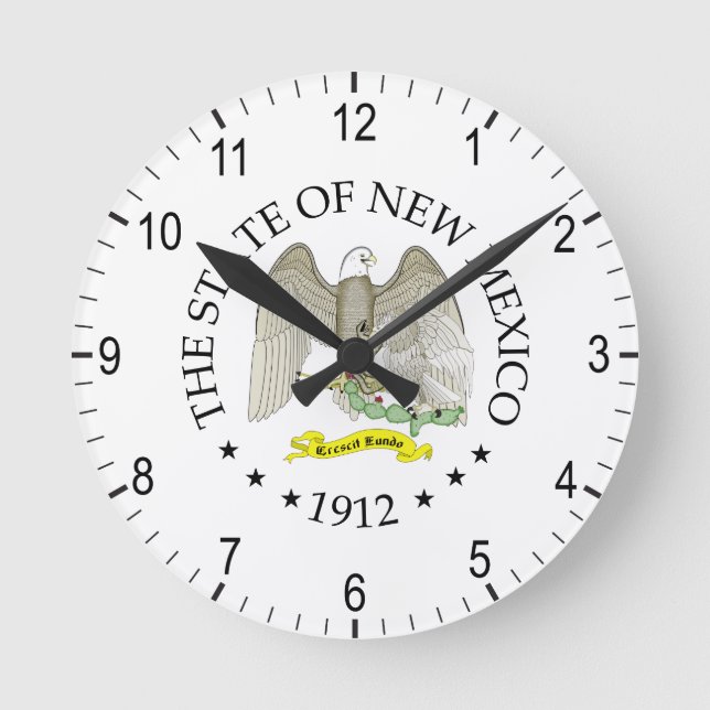 Neues Mexiko-Zeichen Runde Wanduhr (Vorderseite)