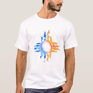 Neues Mexiko-Zia-Symbol in rot und blau Flammen T-Shirt