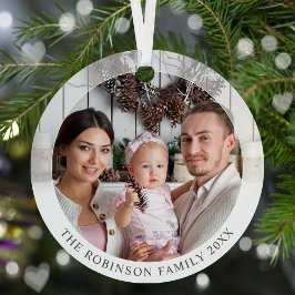 Neues, modernes Doppelseitiges Zwei-Foto-Custom Ornament Aus Metall