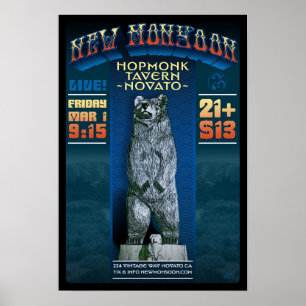 Neues Monsun Hopmonk Taverne Novato CA Plakat 2013