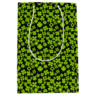Neues Muster.Clover Blätter 01 Schwarze BG Mittlere Geschenktüte