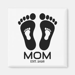 Neues-Mutter-Baby-Fußabdrücke-Einrichtungsdatum  Magnet