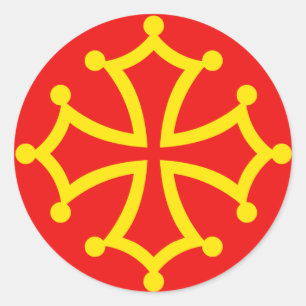Neues Occitania, Frankreich-Flagge Runder Aufkleber
