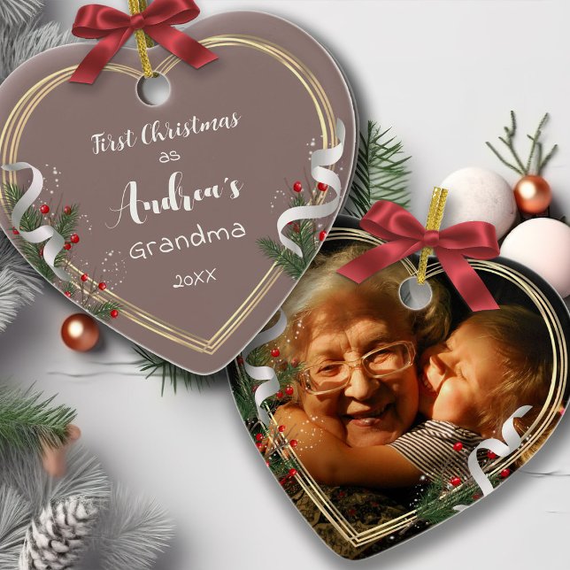 Neues Oma 1. Weihnachtsrahmen-Foto Keramik Ornament (Von Creator hochgeladen)