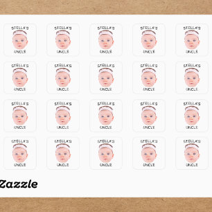 Neues Onkel-Geschenk, Geschenk für das Baby-Gesich Quadratischer Aufkleber