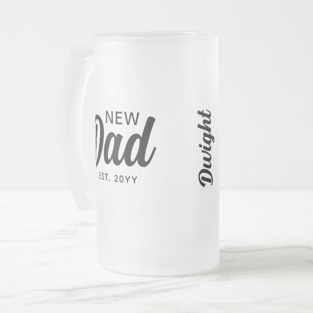 Neues Papa Black Script Personalisiert Mattglas Bierglas (Vorderseite Links)